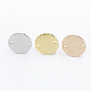 15mm stainless steel Round disc two hole Blank Connector Charm pendant for ENGRAVING STAMPING